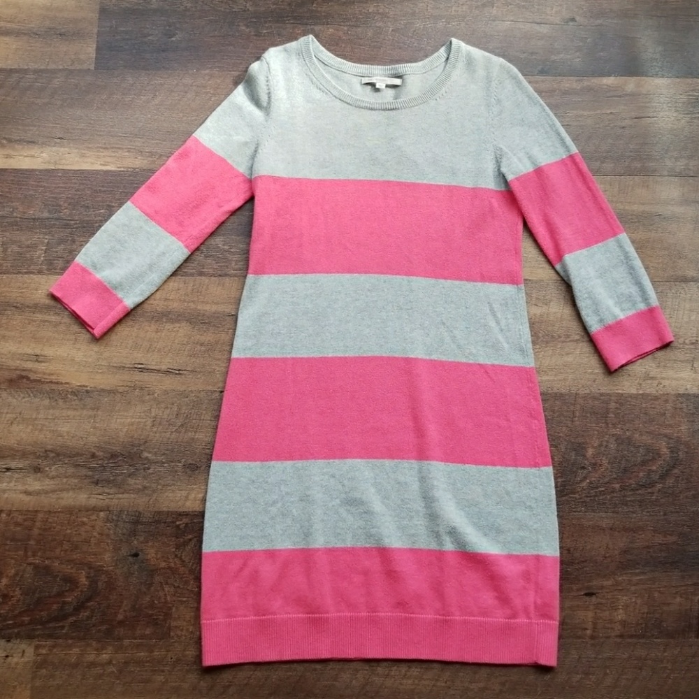 Gap Pink and Grey Striped Sweater Dress